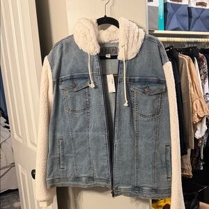 Maurices Blue Denim Jacket with Brown Accents